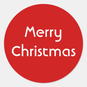 Merry Christmas. Simple Design. Red White Custom Classic Round Sticker