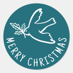 MERRY CHRISTMAS Simple Dove CUSTOM Holiday Classic Round Sticker