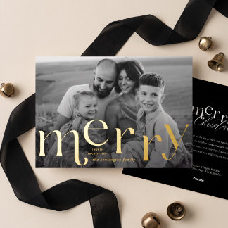 Merry Christmas Simple Elegant Black White Photo