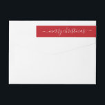 Merry Christmas Simple Elegant Modern Red Script Wrap Around Label<br><div class="desc">Merry Christmas Simple Elegant Modern Red Script Wrap Around Address Label</div>