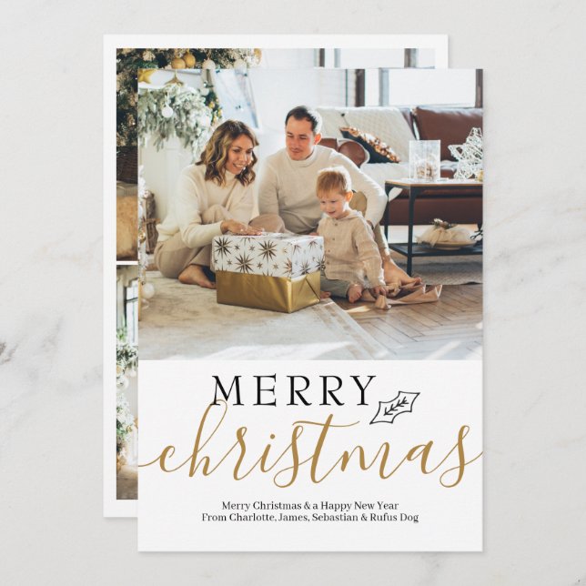 Merry Christmas Simple Elegant Personalised Holiday Card (Front/Back)