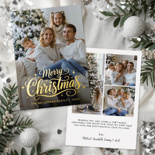 Merry Christmas Simple Elegant Photo Gold