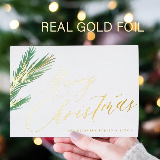 Merry Christmas simple elegant script gold (You can choose the color of the FOIL: GOLD, ROSE GOLD, or SILVER.)