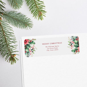 Merry Christmas Simple Floral Return Address