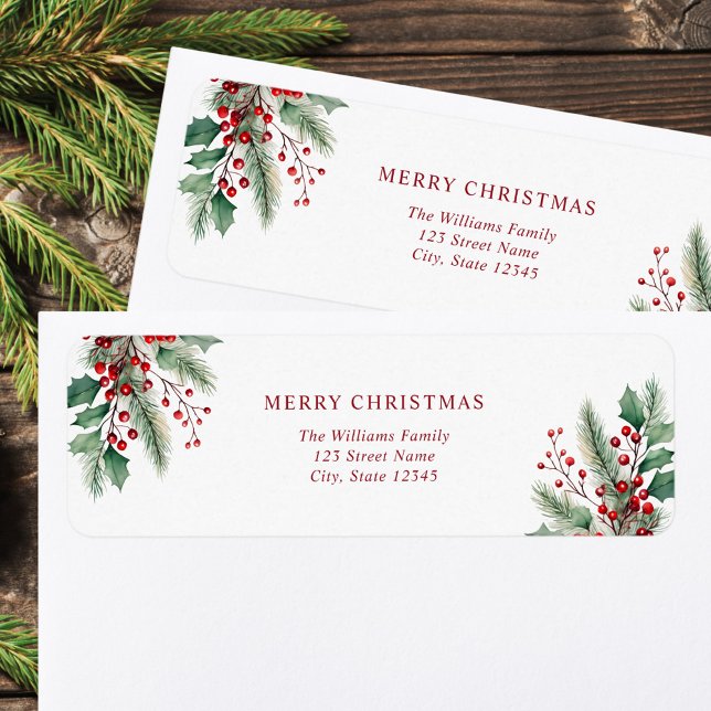 Merry Christmas Simple Floral Return Address (Creator Uploaded)