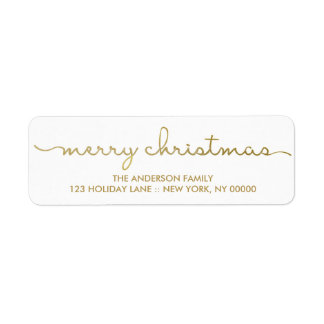 Merry Christmas Simple Gold Hand Lettered Label