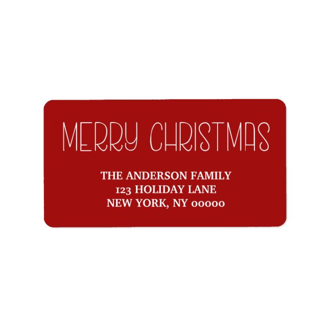 Merry Christmas Simple Hand Lettered Script Label (Front)