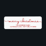 Merry Christmas Simple Hand Lettered Script Label<br><div class="desc">Modern script text for personalised return address labels for holiday greeting cards.</div>