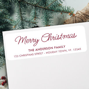 Merry Christmas Simple Holiday Return Address 