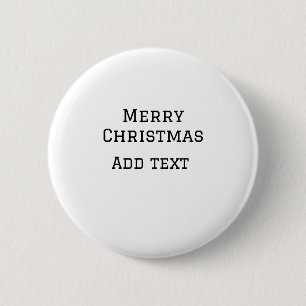 Merry Christmas simple minimal add name text moder 6 Cm Round Badge