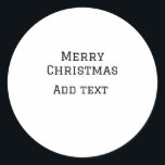 Merry Christmas simple minimal add name text moder Classic Round Sticker<br><div class="desc">design</div>