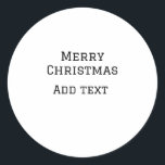 Merry Christmas simple minimal add name text moder Classic Round Sticker<br><div class="desc">design</div>