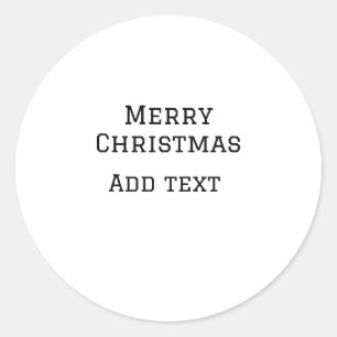 Merry Christmas simple minimal add name text moder Classic Round Sticker