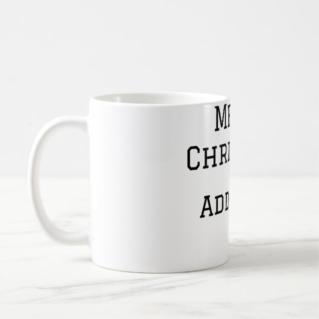 Merry Christmas simple minimal add name text moder Coffee Mug (Left)