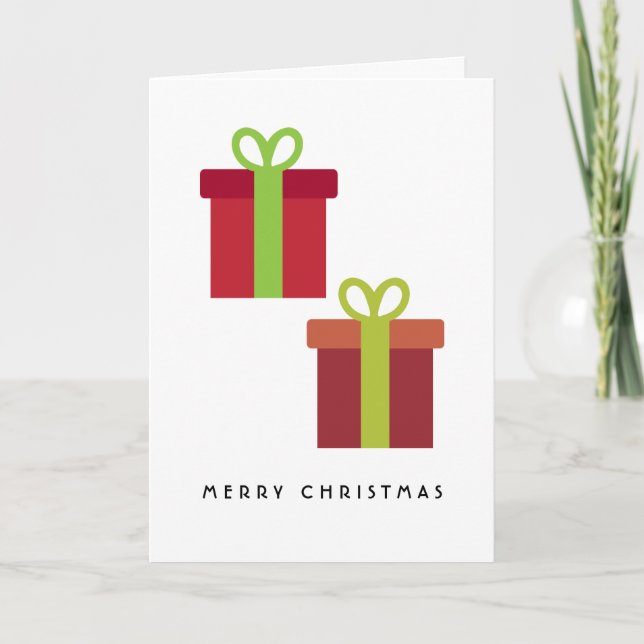 Merry Christmas Simple Minimalist Gift Boxes Red Card (Front)