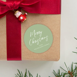 Merry Christmas Simple Minimalist Script Snowflake Classic Round Sticker