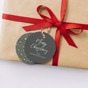 Merry Christmas Simple Minimalist Script Snowflake Favour Tags
