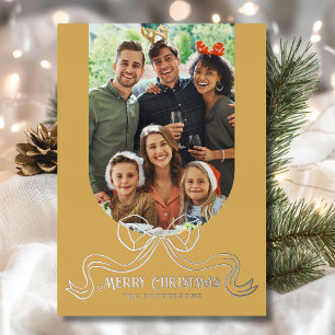 Merry Christmas Simple Modern Coquette Bow Photo