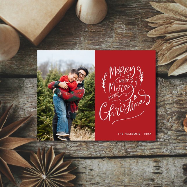 Merry Christmas Simple Modern Photo Holiday (Merry Christmas Simple Modern Photo Holiday Postcard)
