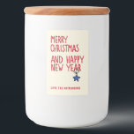 Merry Christmas Simple Modern Typography Food Label<br><div class="desc">Merry Christmas Simple Modern Typography Christmas Wine Food Labels features the text "Merry Christmas and Happy New Year" in modern red script typography on a cream background accented with a simple star decoration. Personalise with your name or company name below. Perfect gifts for family and friends. Designed by Evco Holidays...</div>