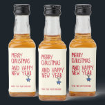 Merry Christmas Simple Modern Typography Liquor Bottle Label<br><div class="desc">Merry Christmas Simple Modern Typography Christmas Liquor Labels features the text "Merry Christmas and Happy New Year" in modern red script typography on a cream background accented with a simple star decoration. Personalise with your name or company name below. Perfect gifts for family and friends. Designed by Evco Holidays www.zazzle.com/store/evcoholidays...</div>