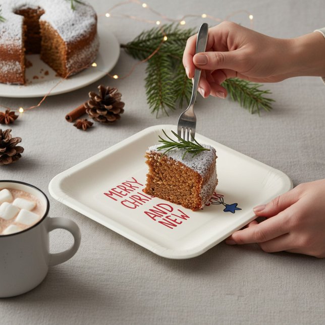 Merry Christmas Simple Modern Typography Paper Plate (Creator Uploaded)