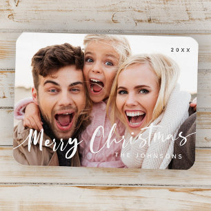 Merry Christmas Simple Modern Typography Photo Magnet