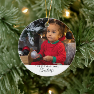 Merry Christmas Simple Personalised Ceramic Tree Decoration