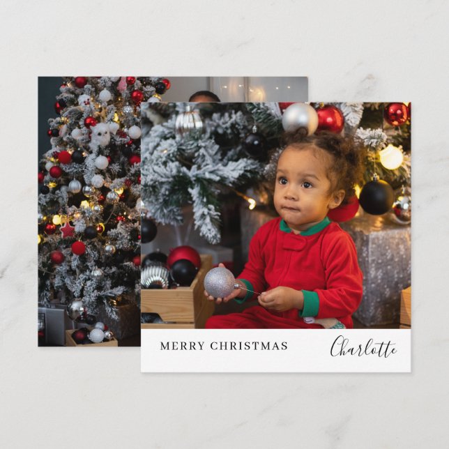 Merry Christmas Simple Personalised Holiday Card (Front/Back)