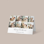 Merry Christmas Simple Photo Collage Card<br><div class="desc">Simple Happy Holidays greeting card with photo collage featuring 8 photos on the front.</div>