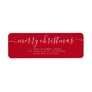 Merry Christmas Simple Red Hand Lettered Label