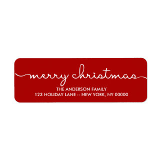 Merry Christmas Simple Red Hand Lettered Label