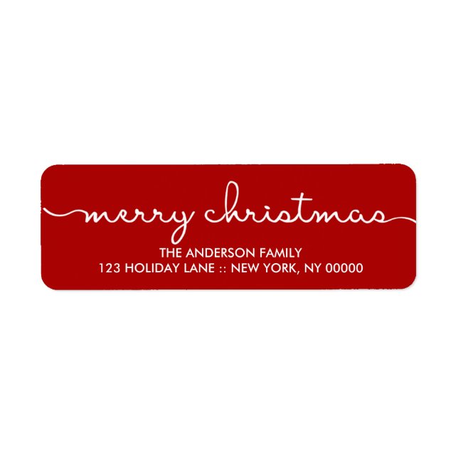 Merry Christmas Simple Red Hand Lettered Label (Front)