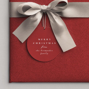 Merry Christmas simple red personalised gift Favour Tags