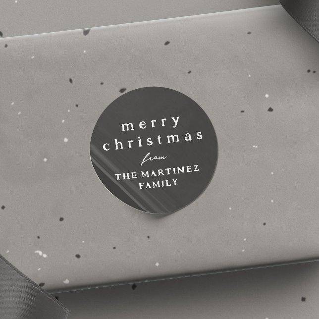 Merry Christmas simple rustic slate grey holiday Classic Round Sticker (Creator Uploaded)
