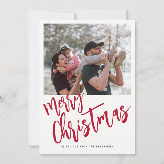 Merry Christmas simple script photo  Holiday Card (Front)