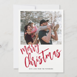 Merry Christmas simple script photo Holiday Card