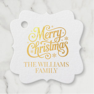 Merry Christmas simple script return address Favour Tags