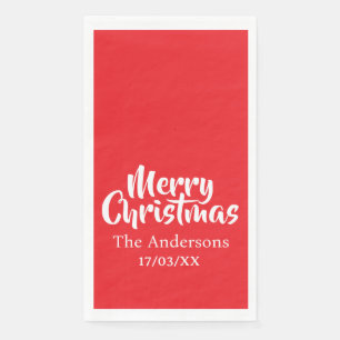 Merry Christmas Simple Stylish Modern Minimal Mono Napkin