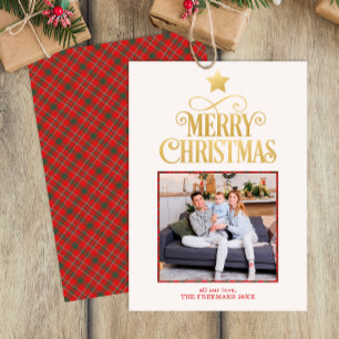 Merry Christmas Simple Typography Photo Greeting Holiday Card