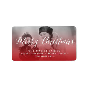 Merry Christmas Simple White Script Return Address Label