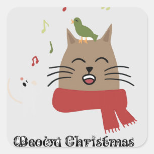 Merry Christmas Singing Cat Sticker