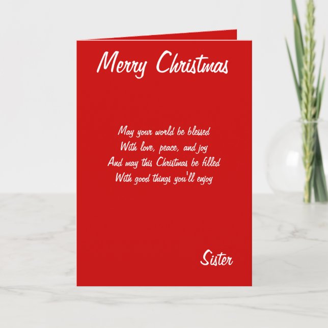 Merry Christmas sister cards (Front)