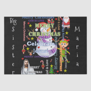 Merry Christmas SisterTissue Paper Jesus Santa