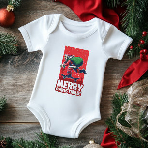 Merry Christmas Skateboarding Santa   Holidays Baby Bodysuit