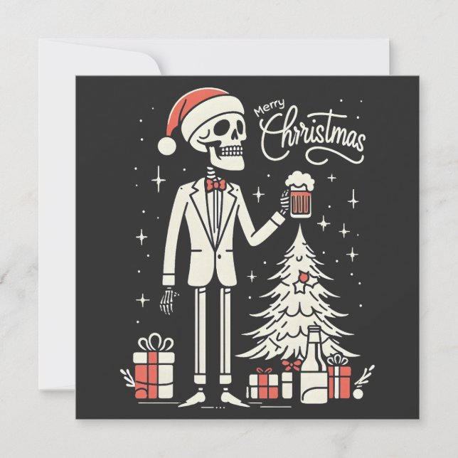 Merry Christmas Skeleton  Holiday Card (Front)