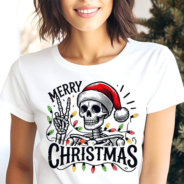 Merry Christmas Skeleton Peace Sign Tri-Blend Shirt (Creator Uploaded)
