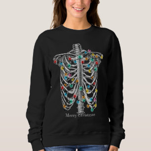 Merry Christmas Skeleton Ribcage With String Of Li Sweatshirt
