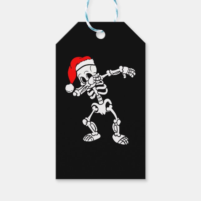Merry Christmas Skeleton Sweater Gift Tags (Front)