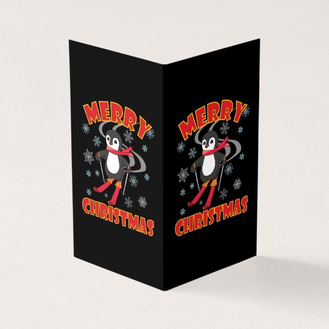 Merry Christmas Skiing Penguin (Outside)